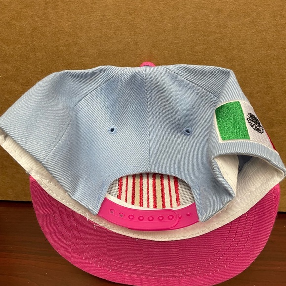 Mexico Snapback Hat Flag 3D M Embroidery Mexico Baseball Acrylic Cap Baby Blue - Picture 4 of 5